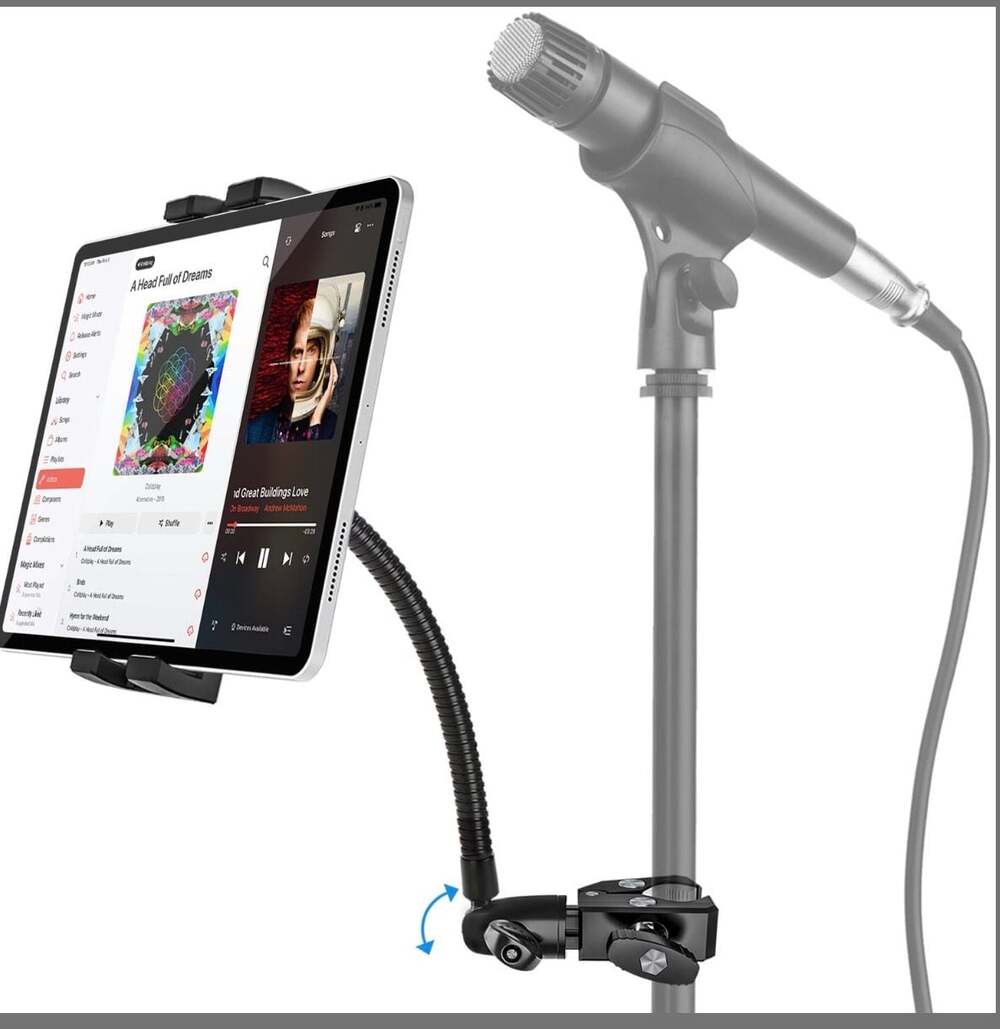 Gooseneck Tablet Holder Mount for Microphone Stand